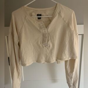BDG Cream Long Sleeve Crop Top